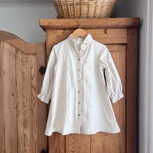 House of Paloma | Elegant Cream Kids Button Up 100% Linen Dress
